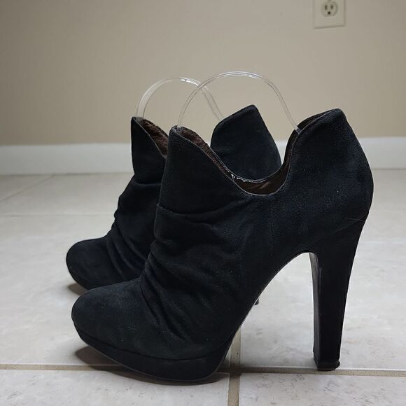 Rosegold Ankle Platform Black Suede Bootie Size 8 / 39 - Picture 3 of 15